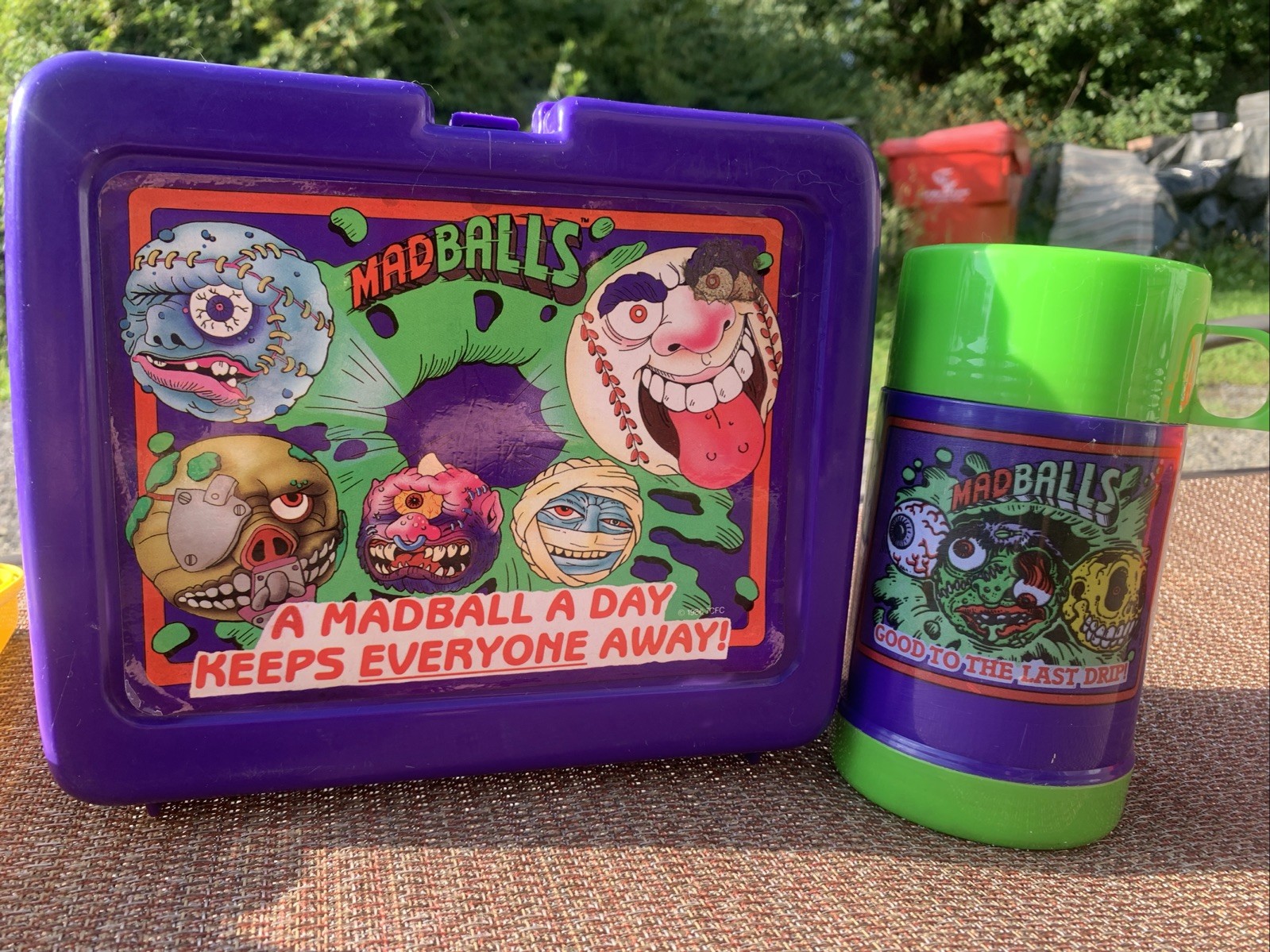 Vtg Madballs Plastic Lunch Box with Thermos 1986 With Thermos Collectors