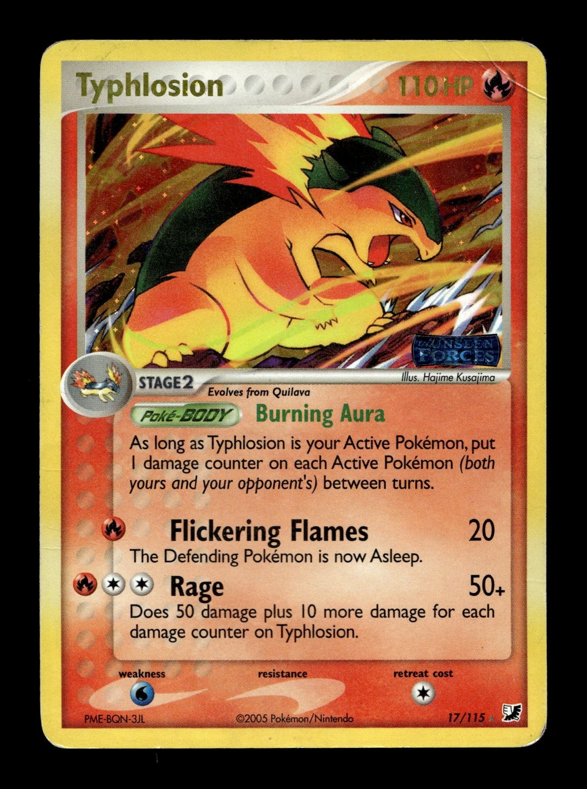 Typhlosion EX Unseen Forces #17 (2005) Reverse Holo HP Pokemon