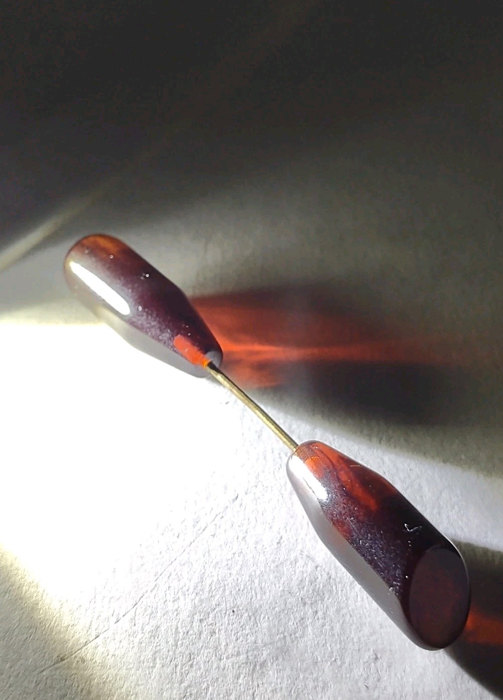 Vintage 1920\'s Authentic  Root Beer Bakelite Jabot Pin Gold Plated