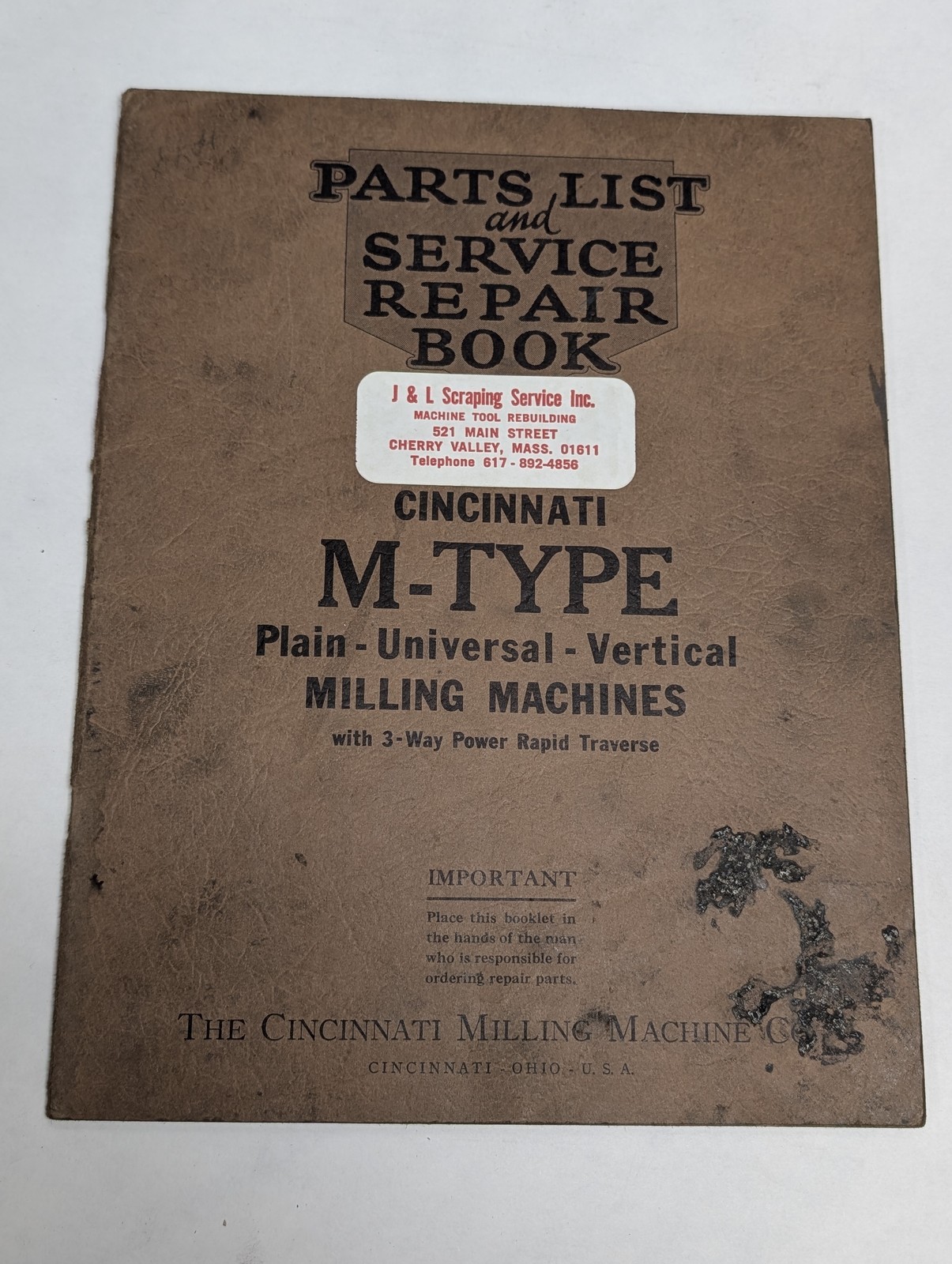 1930 CINCINNATI MILLING MACHINES PARTS SERVICE REPAIR MANUAL M-TYPE UNIVERSAL 1930 CINCINNATI MILLING MACHINES PARTS SERVICE REPAIR MANUAL M-TYPE UNIVERSAL