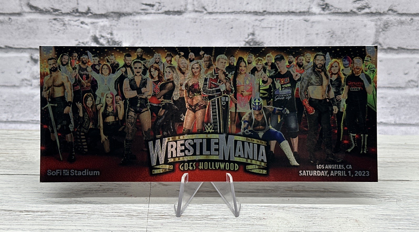 WWE Wrestlemania 39 Night 2 Commemorative Ticket Flair Rhea Ripley KO Zahn Usos