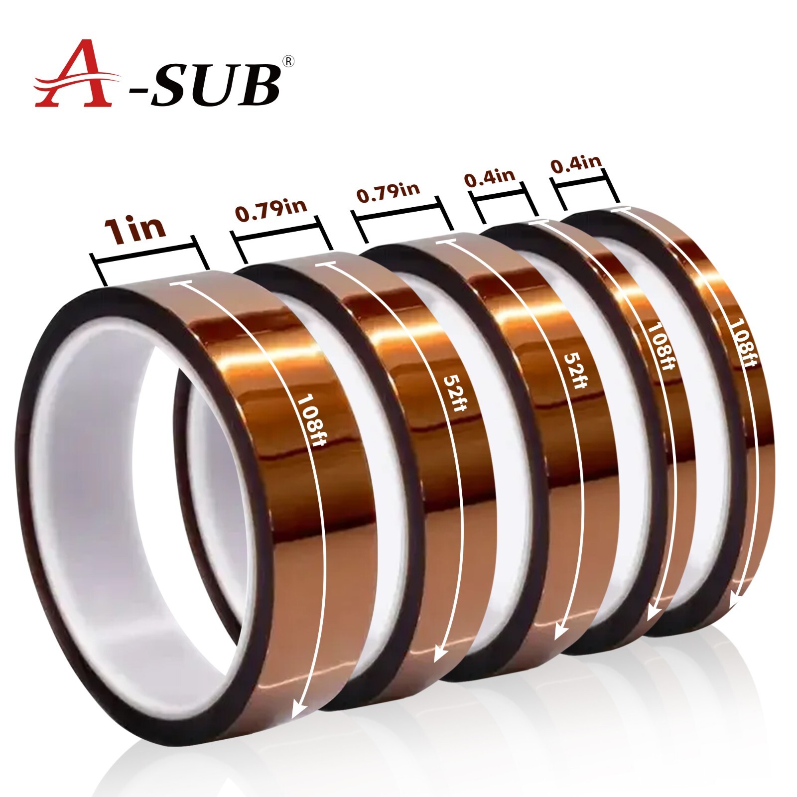 5 Rolls Polyimide High Temperature Tape Heat Resistant Kapton 10mm, 20mm,25mm 5 Rolls Polyimide High Temperature Tape Heat Resistant Kapton 10mm, 20mm,25mm