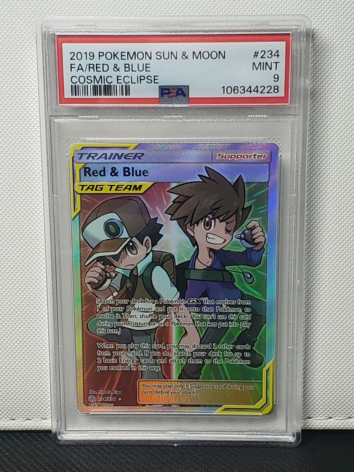 Red & Blue 234/236 Full Art Sun & Moon Cosmic Eclipse PSA 9