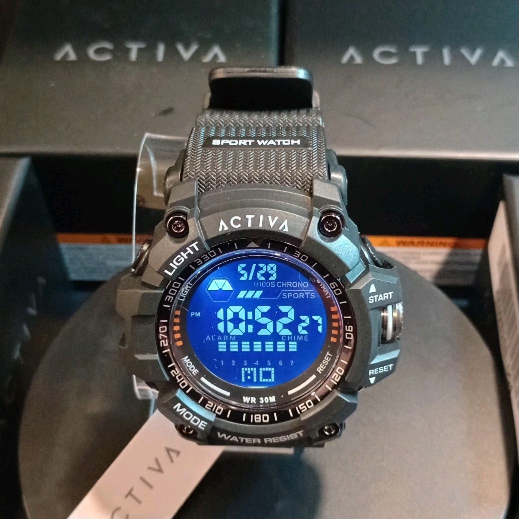 Activa Men\'s Digital Sports watch stunning  Black Rubber Strap and  Blue Dial 