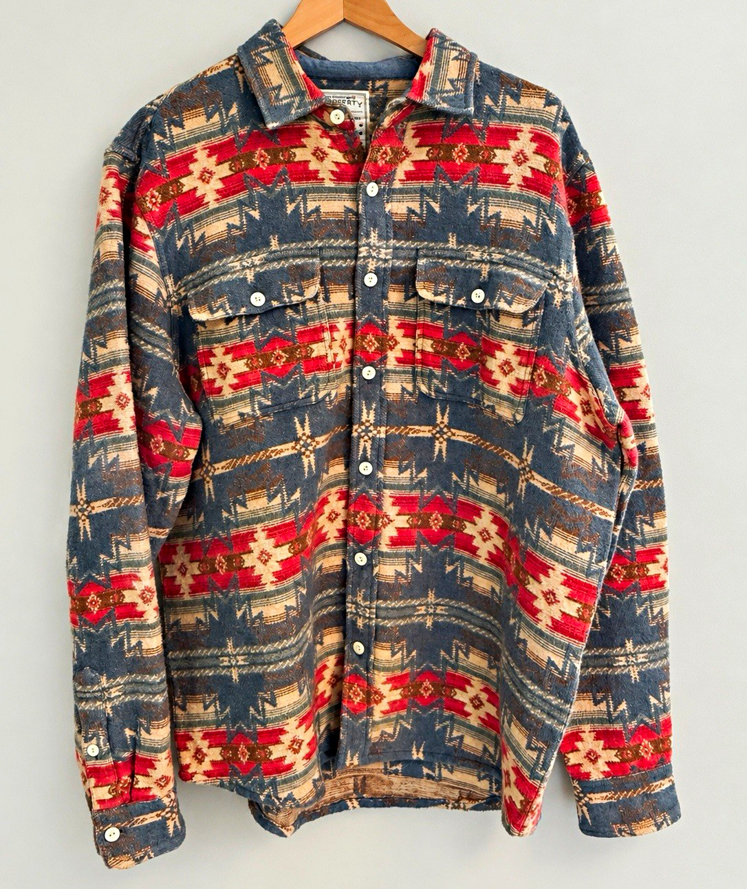 Faherty Artist Series DGF Canyon Overshirt L Jacquard Cotton Aztec Blue