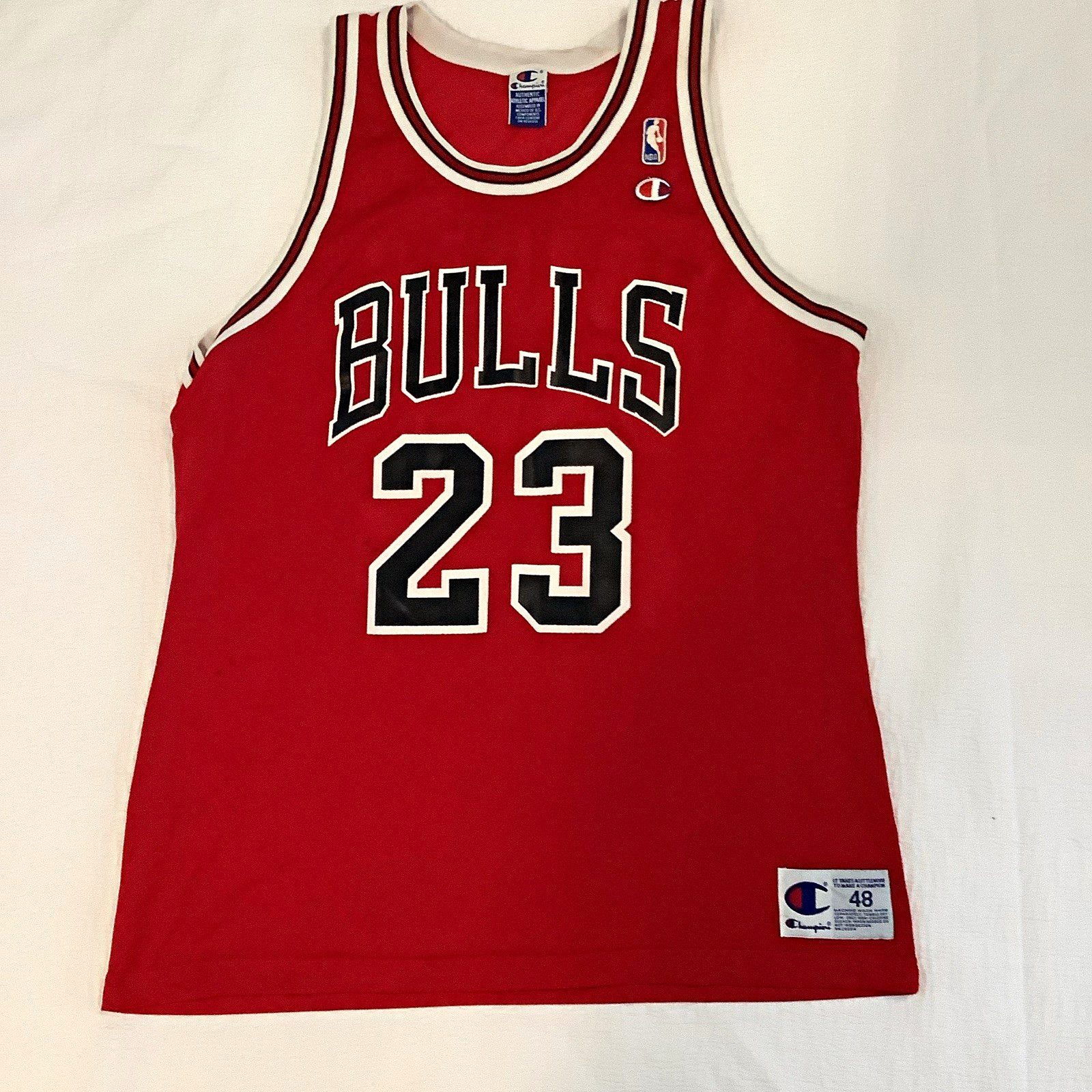 Champion Chicago Bulls Michael Jordan #23 Men’s Red Jersey Size 48 NBA