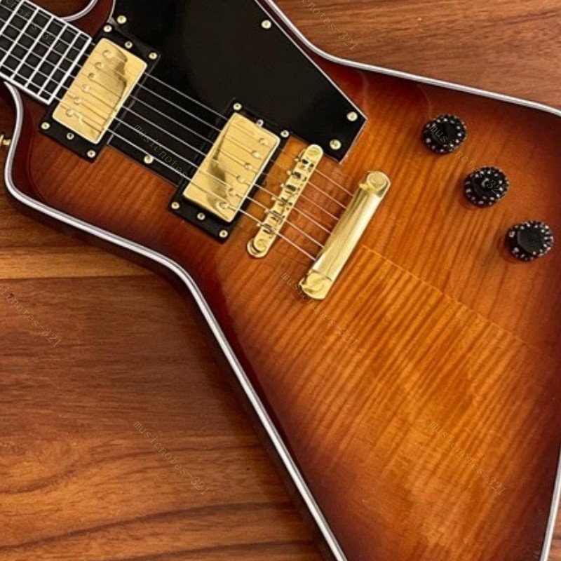 Solid Electric Guitar Stainless Rounded Fret Edge Flamed Maple Top Sunburst