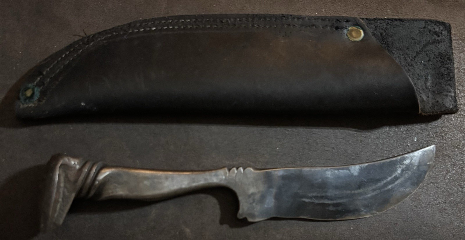 Nice Handmade Railroad Spike Knife With Leather Sheath Nice Handmade Railroad Spike Knife With Leather Sheath
