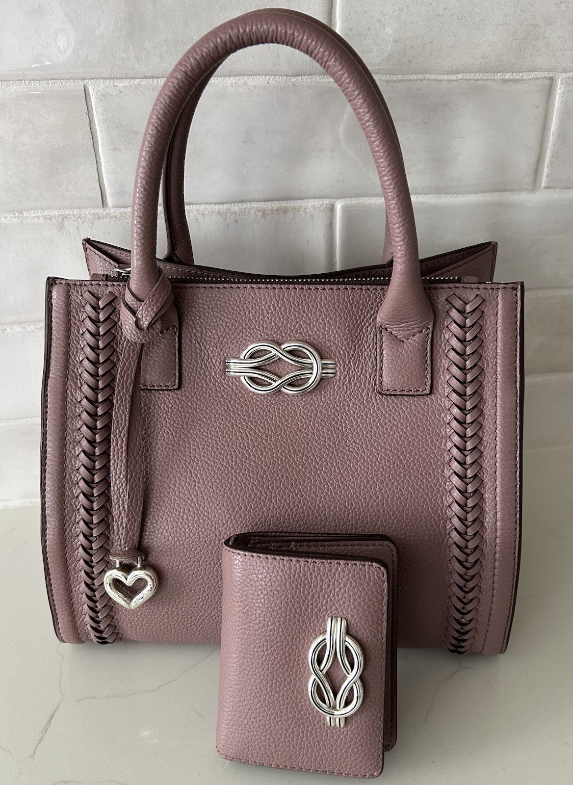 Brighton Interlok Flemming Harmony Tote & Wallet NWT~French Mauve~ Fall Neutral