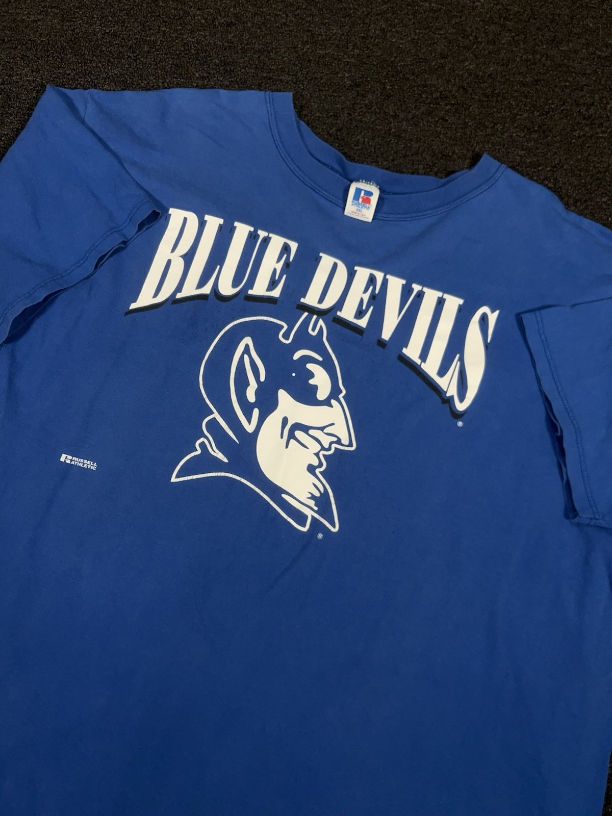 Vintage Duke Blue Devils T Shirt Men 2XL Blue Russell Athletics Made In USA 90s