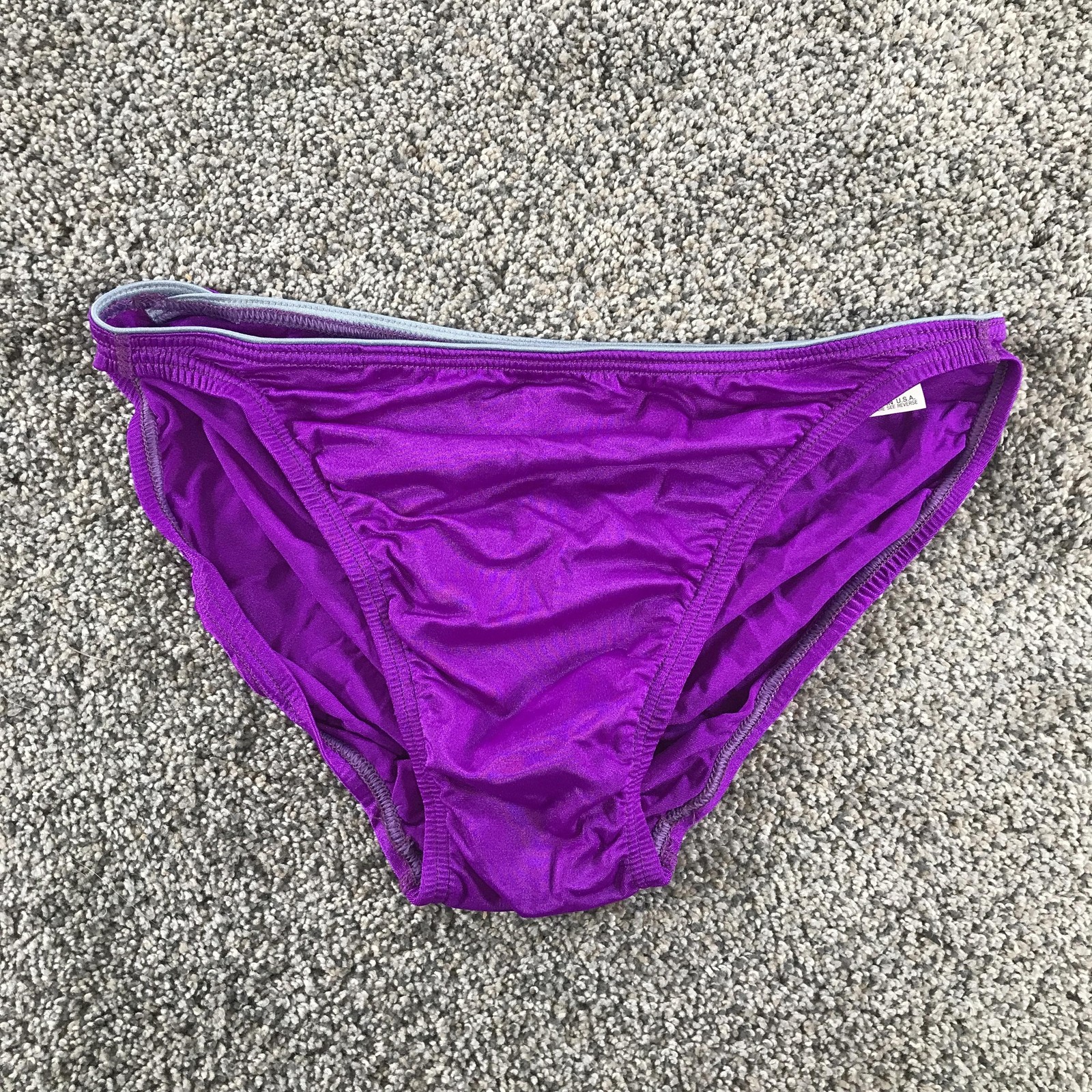 Vintage Speedo Swim Briefs Mens 38 Purple Nylon Lycra Elastic Waist Lined