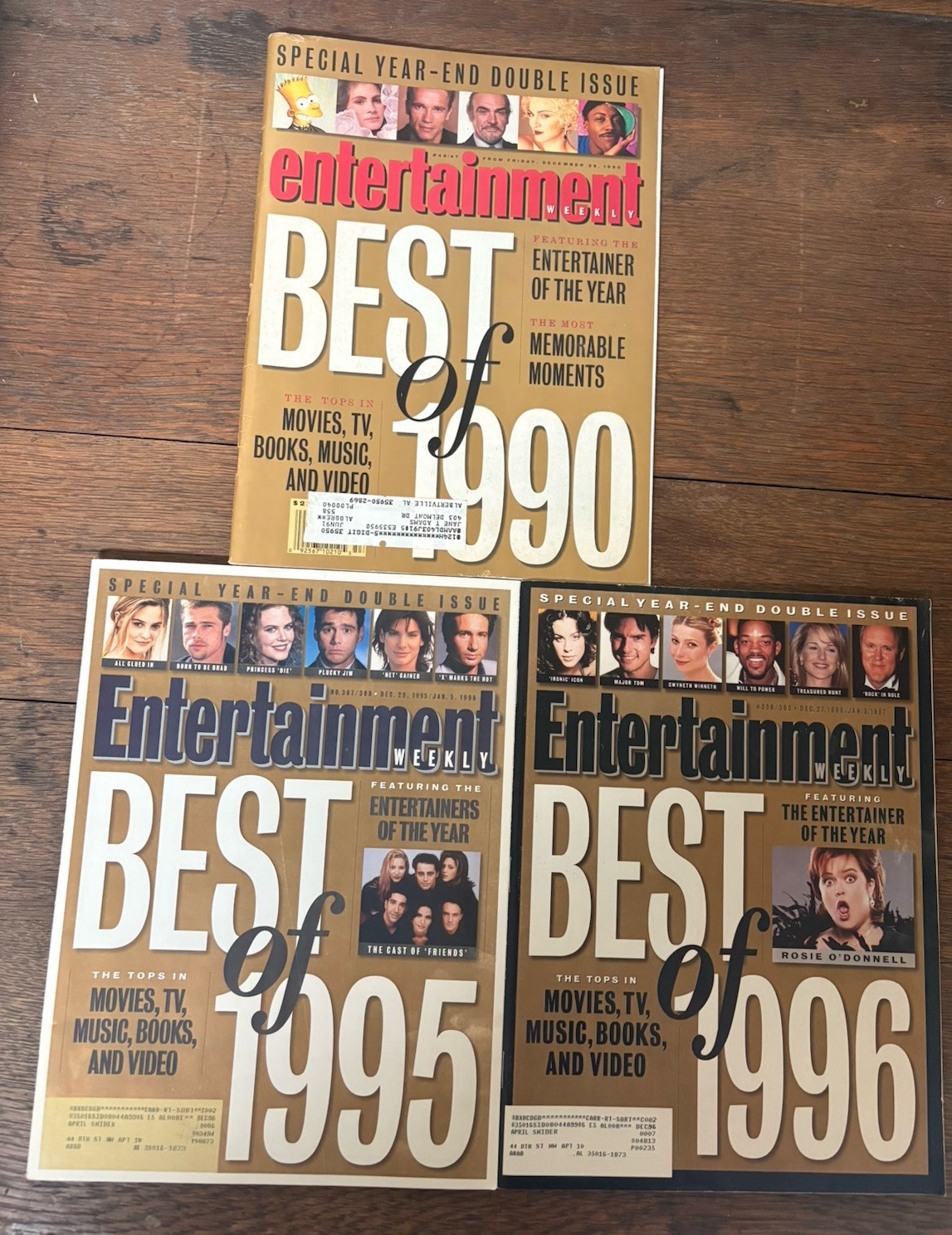 ENTERTAINMENT WEEKLY MAGAZINES - BEST OF 1990, 1995, 1996 Bundle