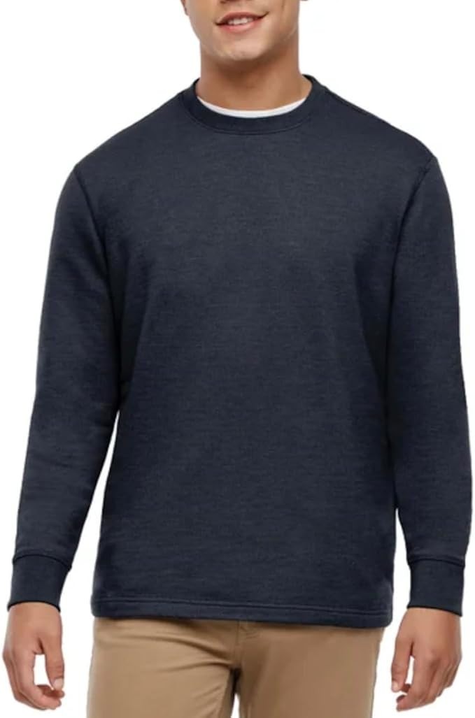 Orvis Men\'s Long Sleeve Crew Neck Shirt Pullover Textured Ribbed Blue Medium