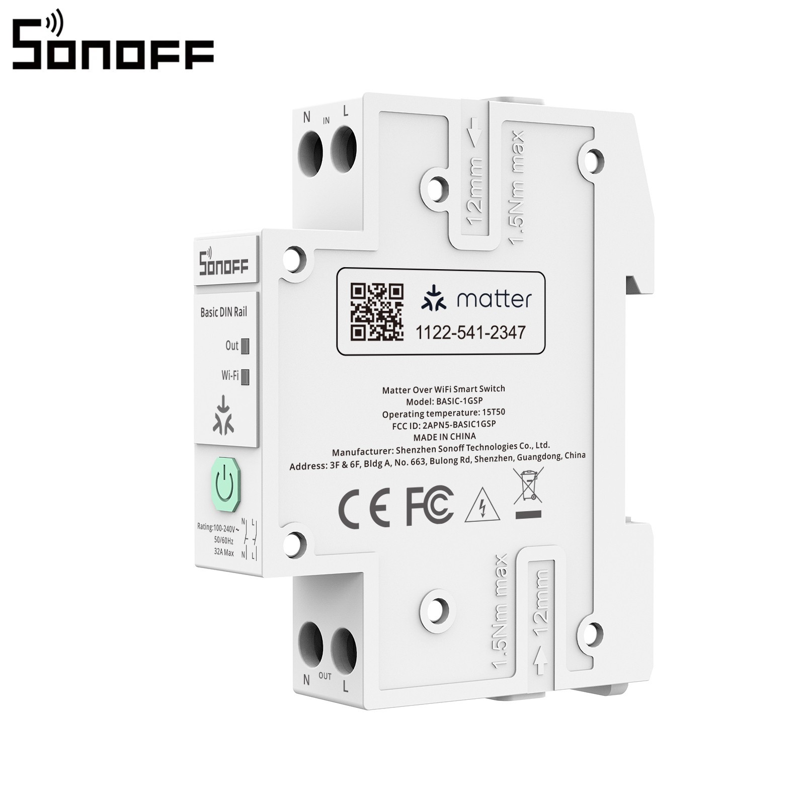 SONOFF 32A Din Rail Matter Smart Wi-Fi Switch via eWeLink App, Energy Monitoring