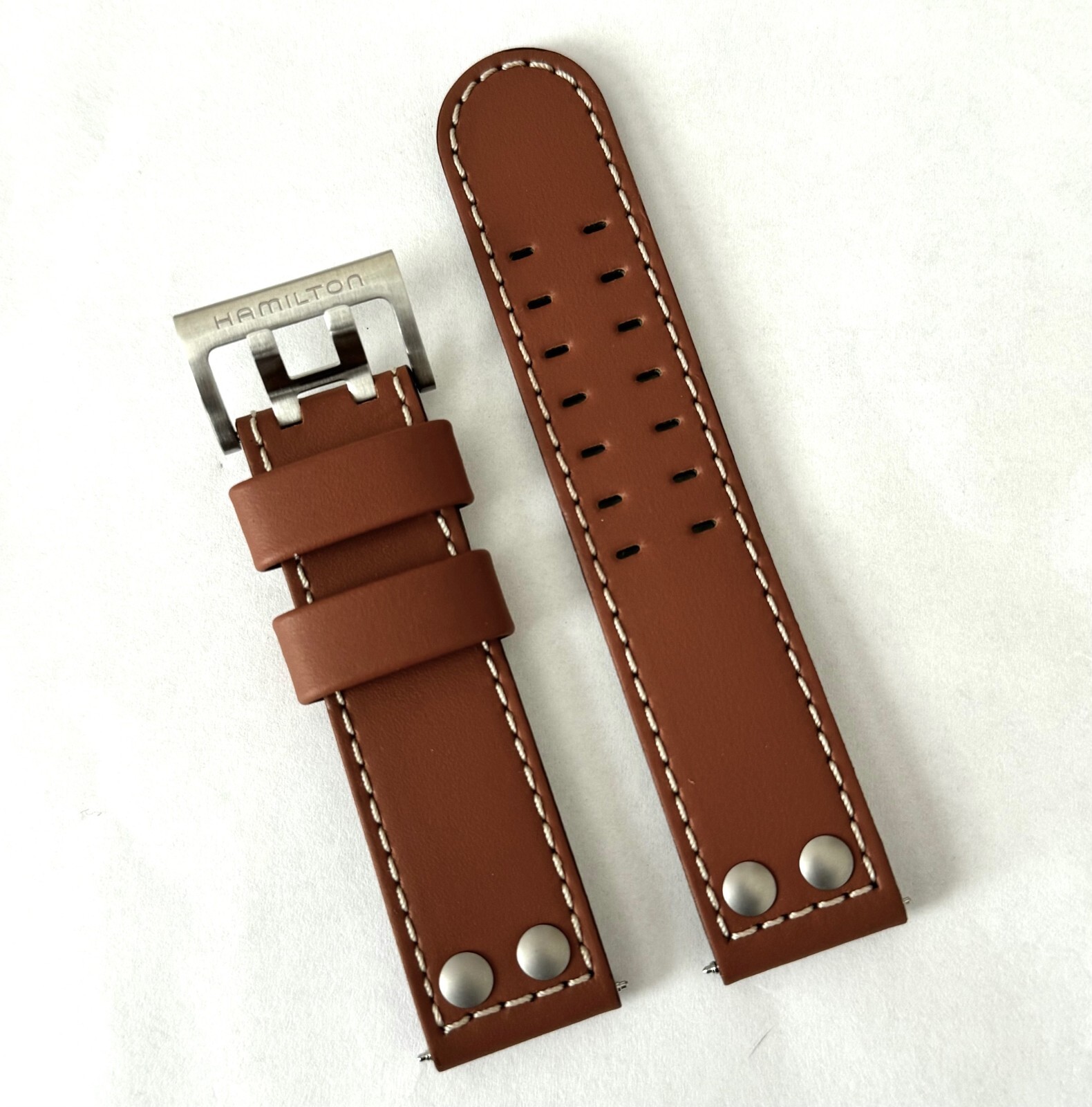 Original Hamilton X-Wind 22mm (Longer Size) Brown Leather Watch Band Strap