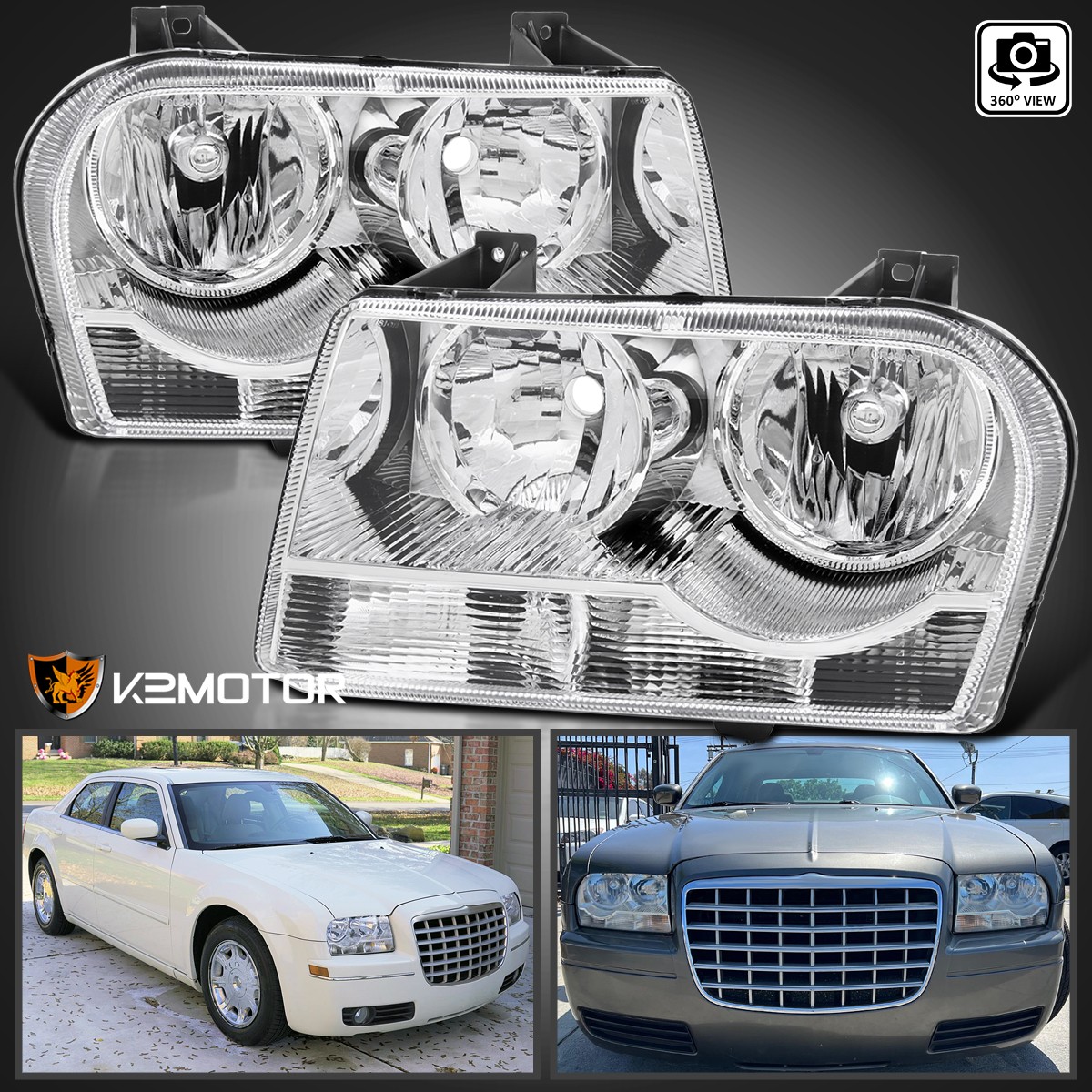 Fits 2005-2010 Chrysler 300 Replacement Headlights Halogen Lamp Left+Right 05-10