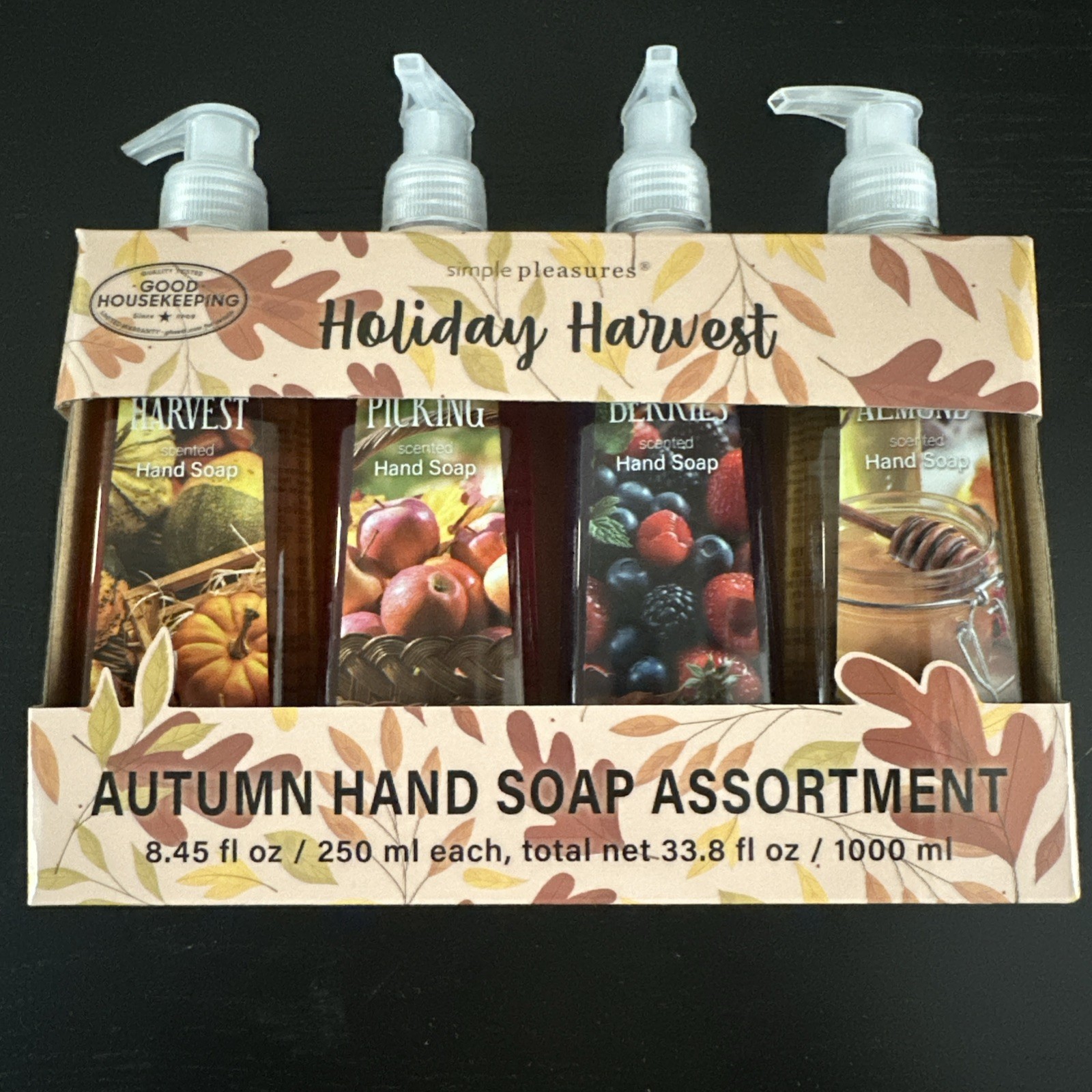 Simple Pleasures Holiday Hand Soap Collection - 4 Autumn Scents, 8.45 fl oz each