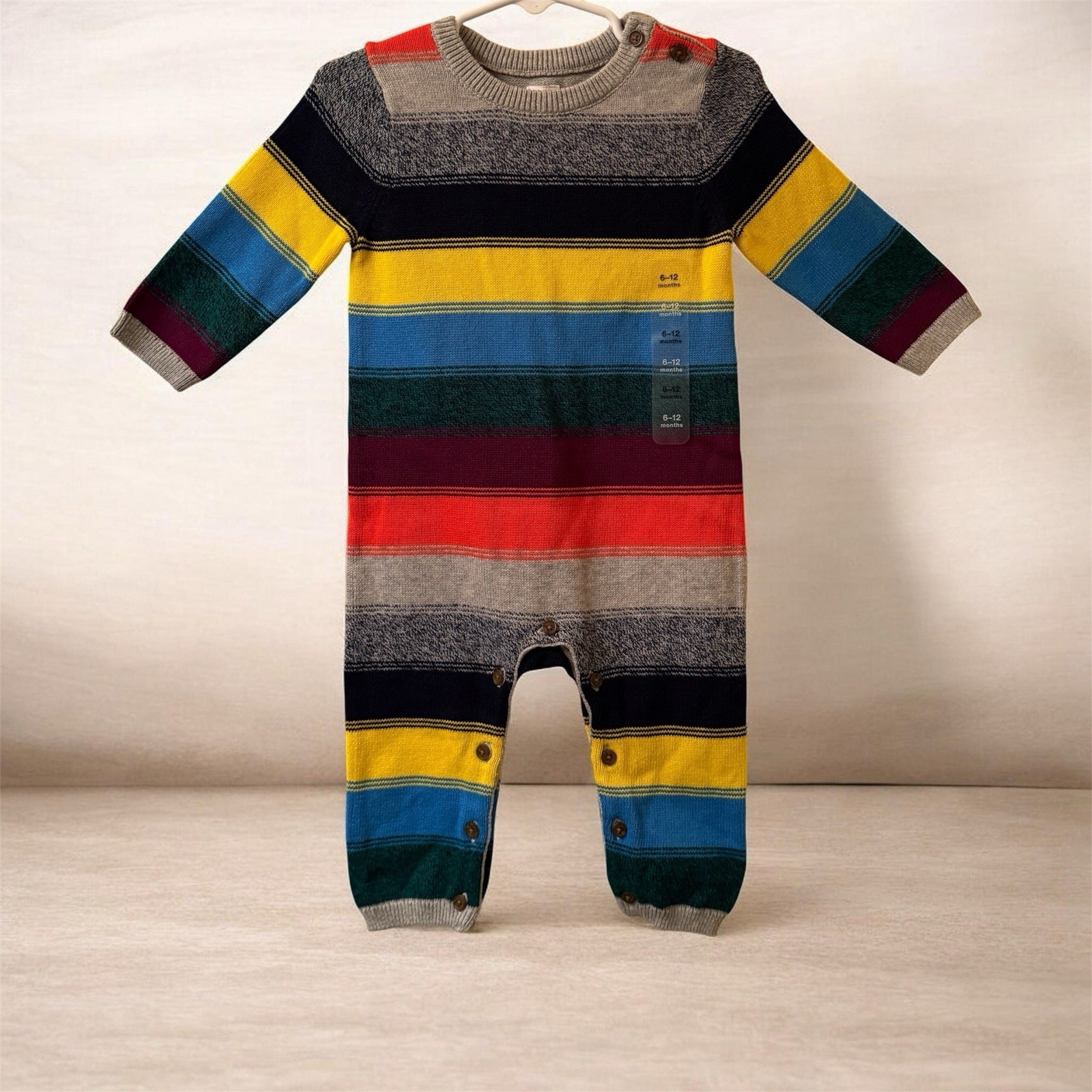 Baby GAP NWT Rainbow Stripe Sweater Romper 6-12 Months Knit One Piece NEW