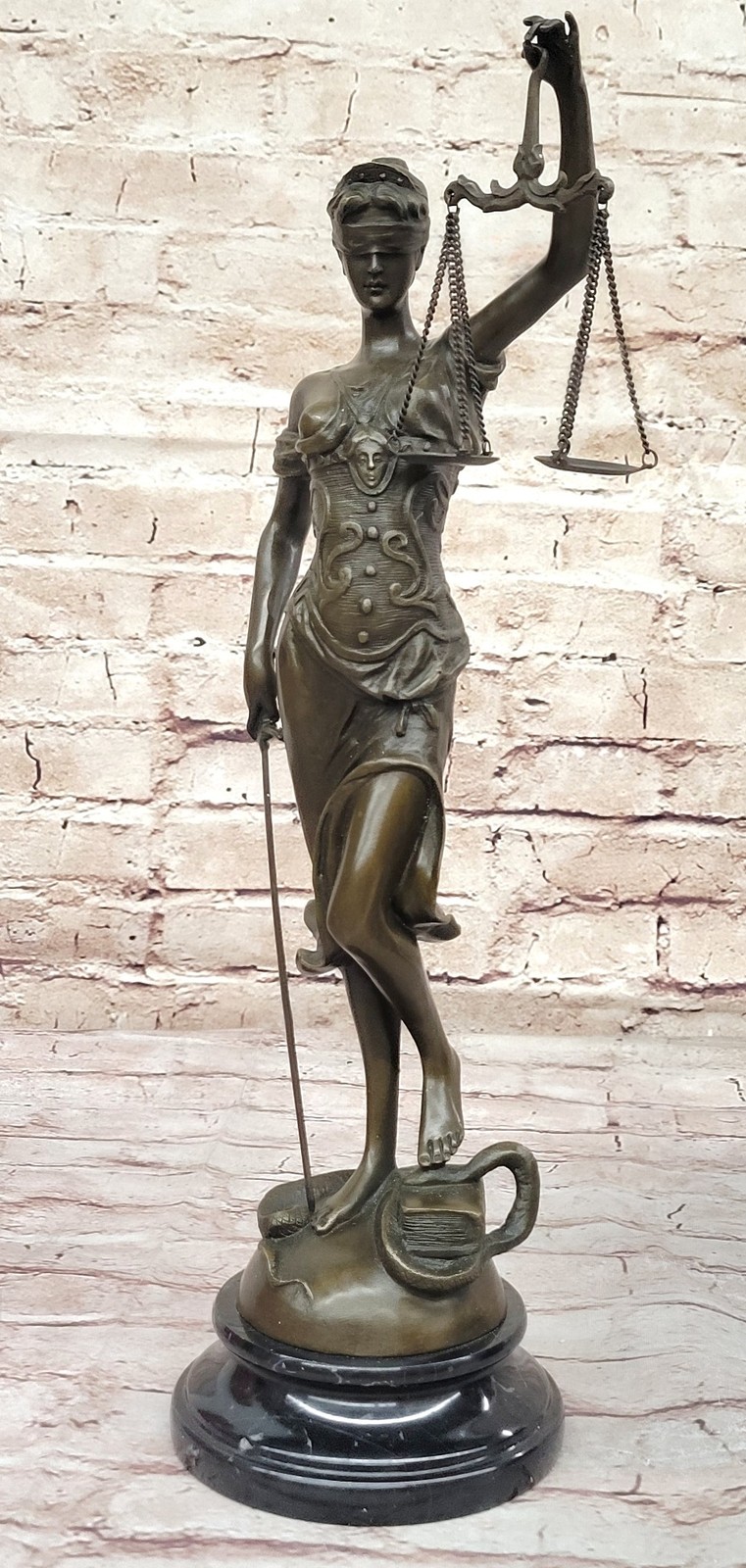 Bronze Blind Lady of Justice Scales Law Lawyer Attorney Office Statue Sculpture