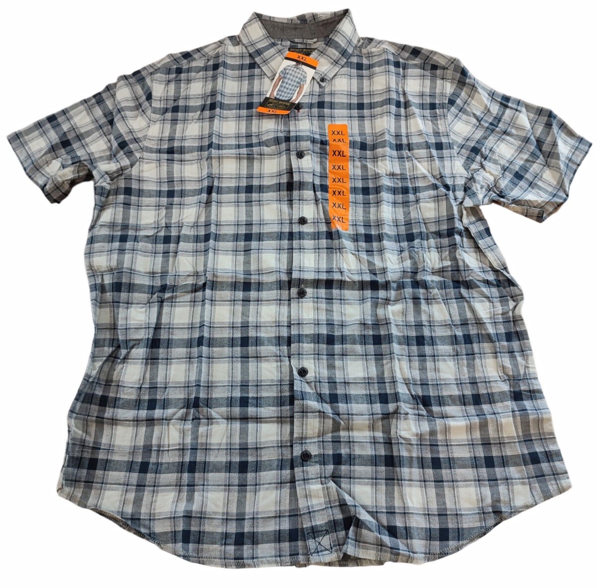 Grizzly Mountain Mens Cotton Short Sleeve Button Down Shirt Blue XXL / 2XL