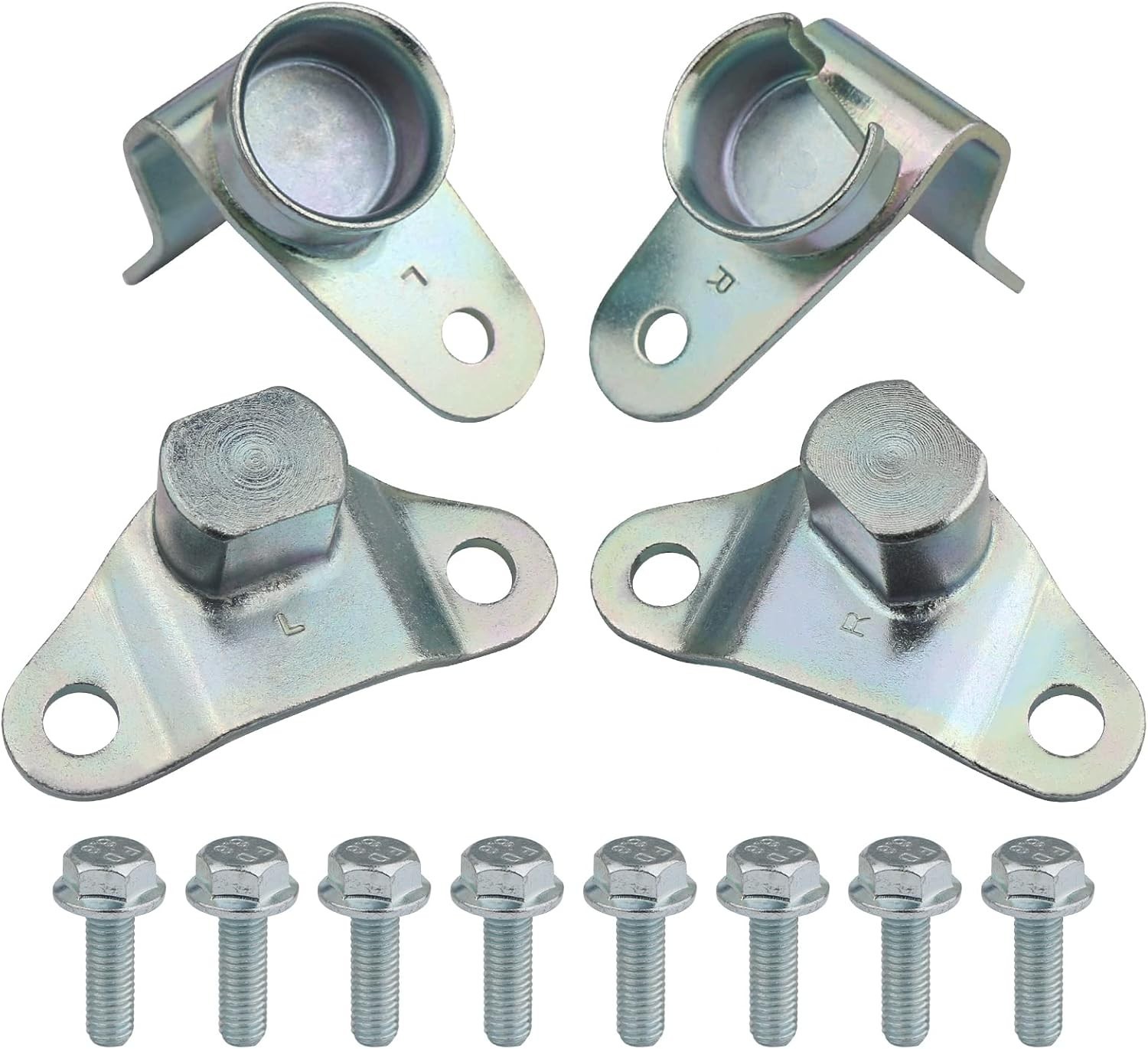 Tailgate Hinge Kit w/Bolts for Rear Tail gate Door Hinge, Silver 