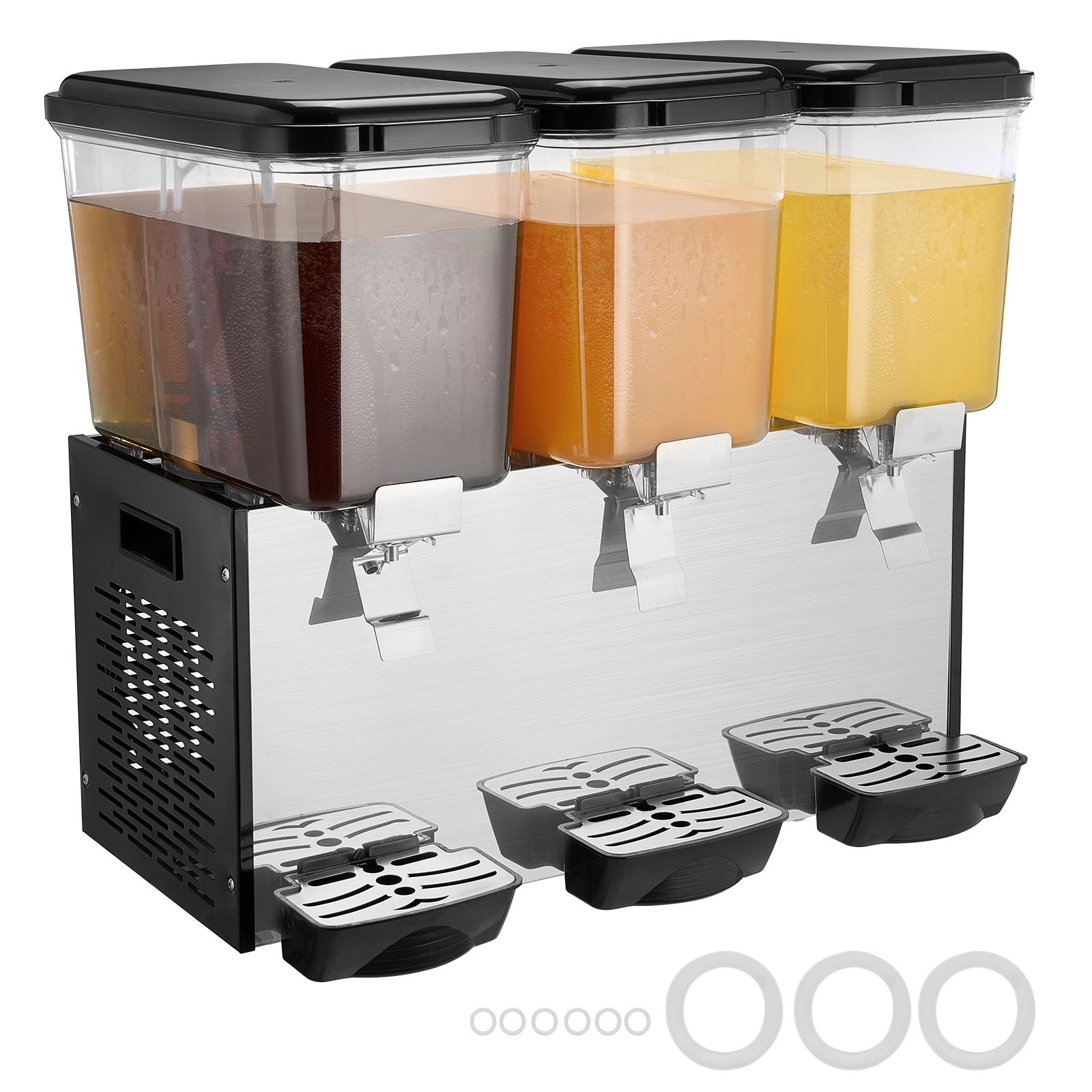 Uimoso Commercial Beverage Dispenser 18Lx3 Tanks Cold Juice Ice Drink Dispenser