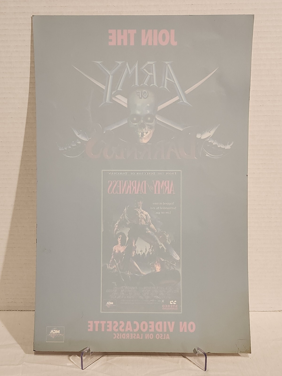 1992 Army Of Darkness 💀 Horror  VHS Window Decal Bruce Campbell Verry Rare 🔥 
