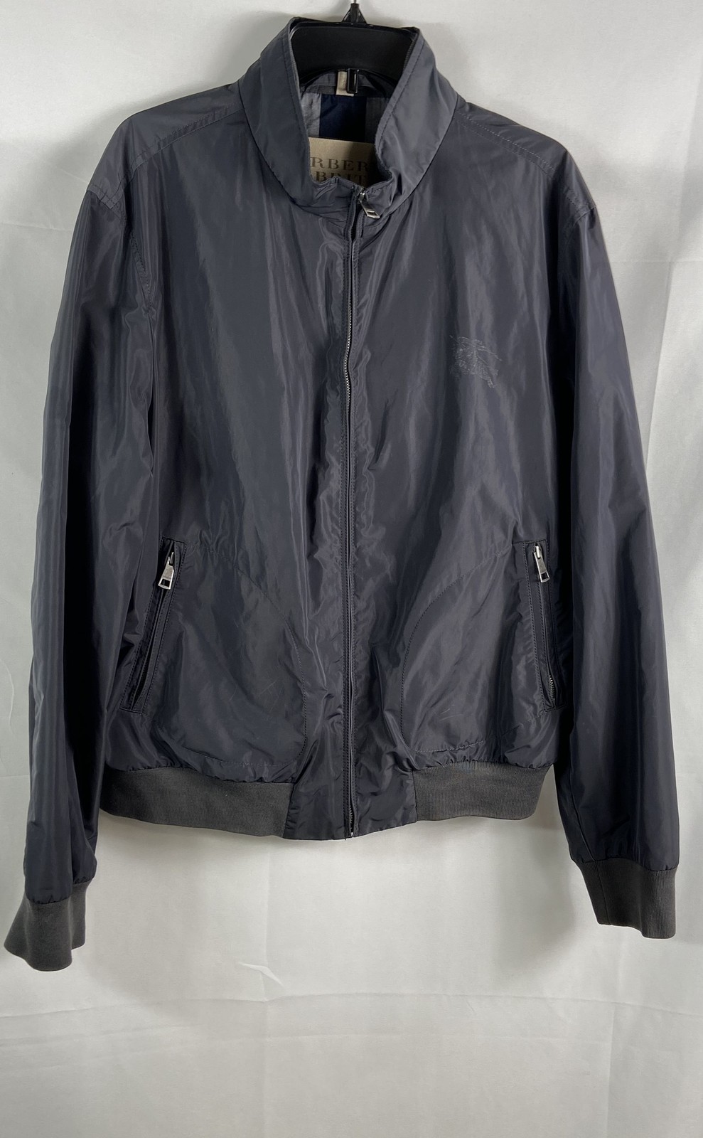 Burberry Brit Men\'s Navy Blue Lightweight Bomber Jacket Check Lining Zip Up
