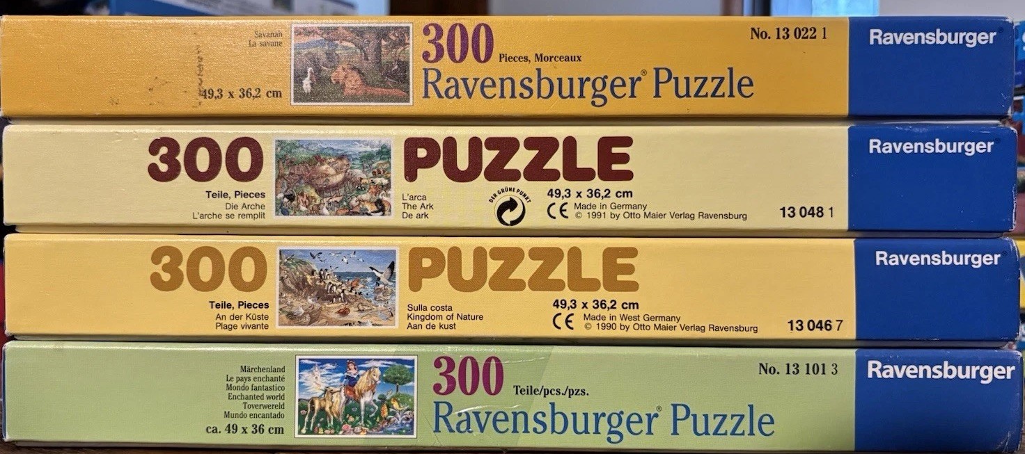 4 Vintage Ravensburger Otto Maier 300 Pc Puzzle Lot 1990-2003 Animals Ark