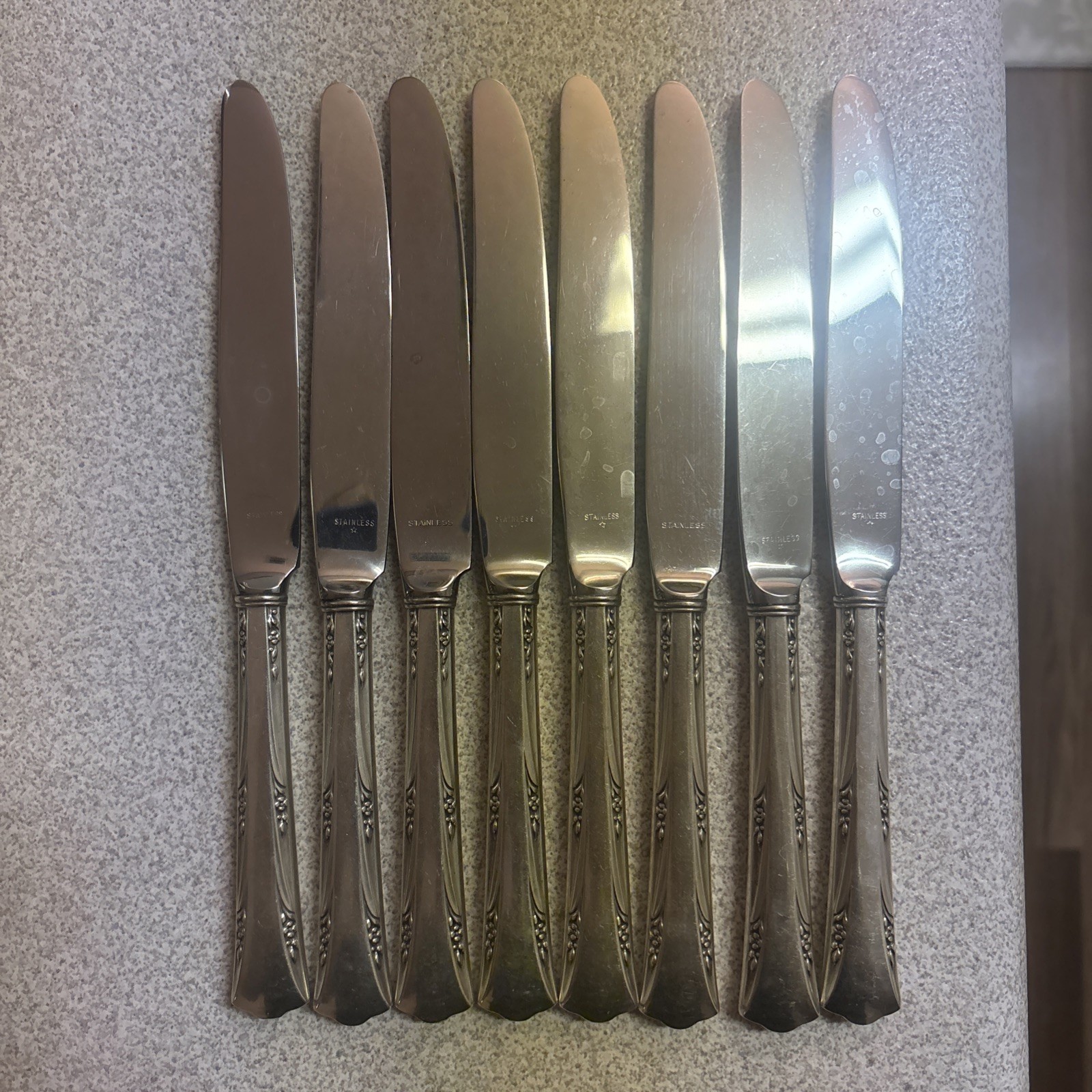 8 Vintage Gorham Sterling Silver Greenbrier Pattern 1938 Butter knives