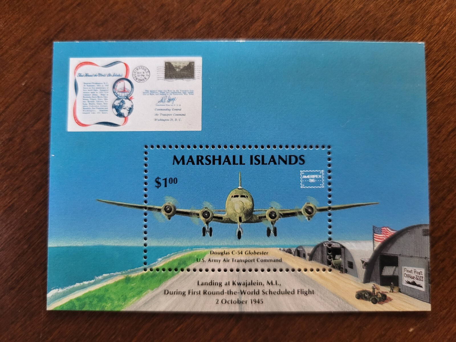1986 MARSHALL ISLANDS Sc# 114 Ameripex Chicago $1 Mini Sheet - MNH
