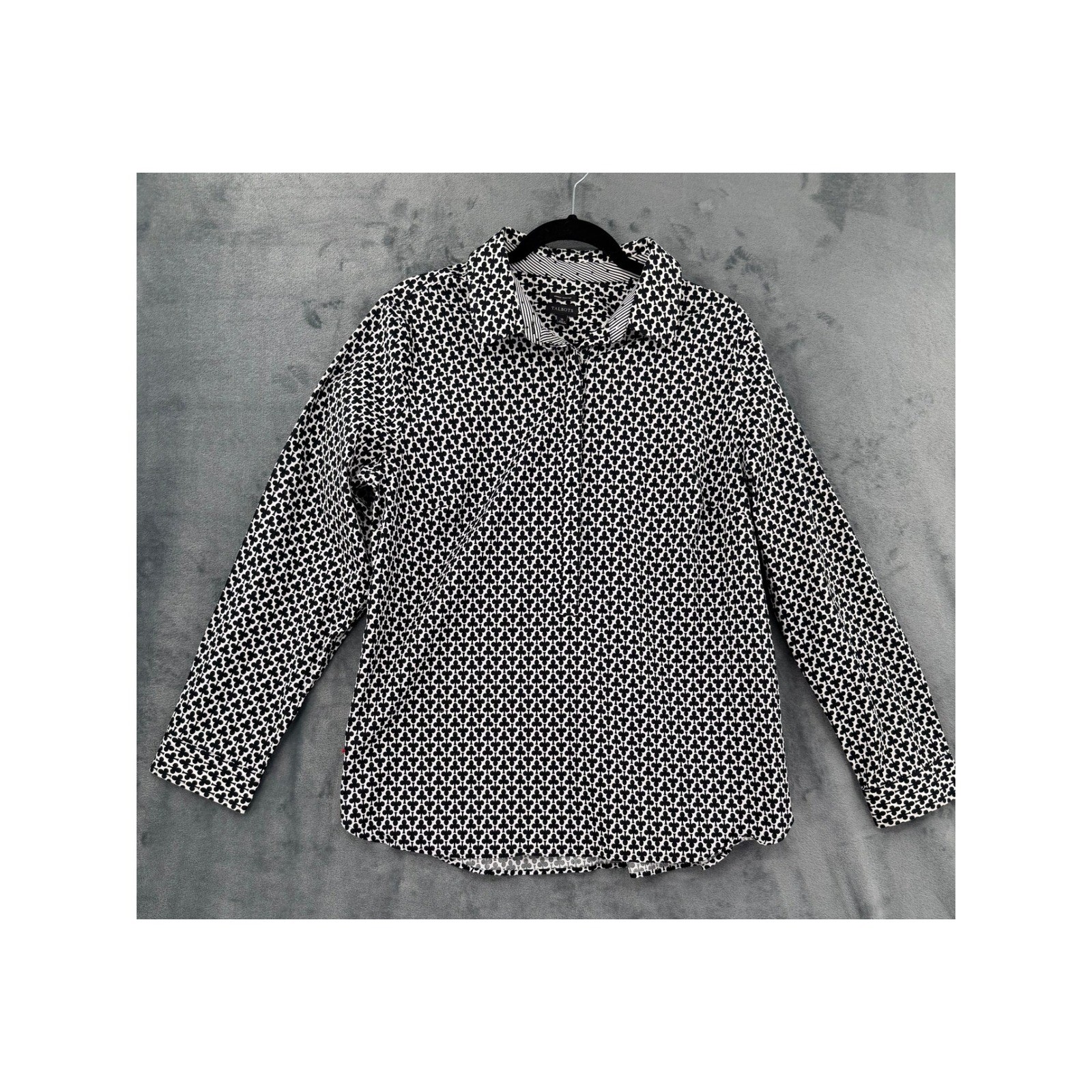 Talbots Shirt Womens Size 16 Club Spade Wrinkle Resistant Button Front Office
