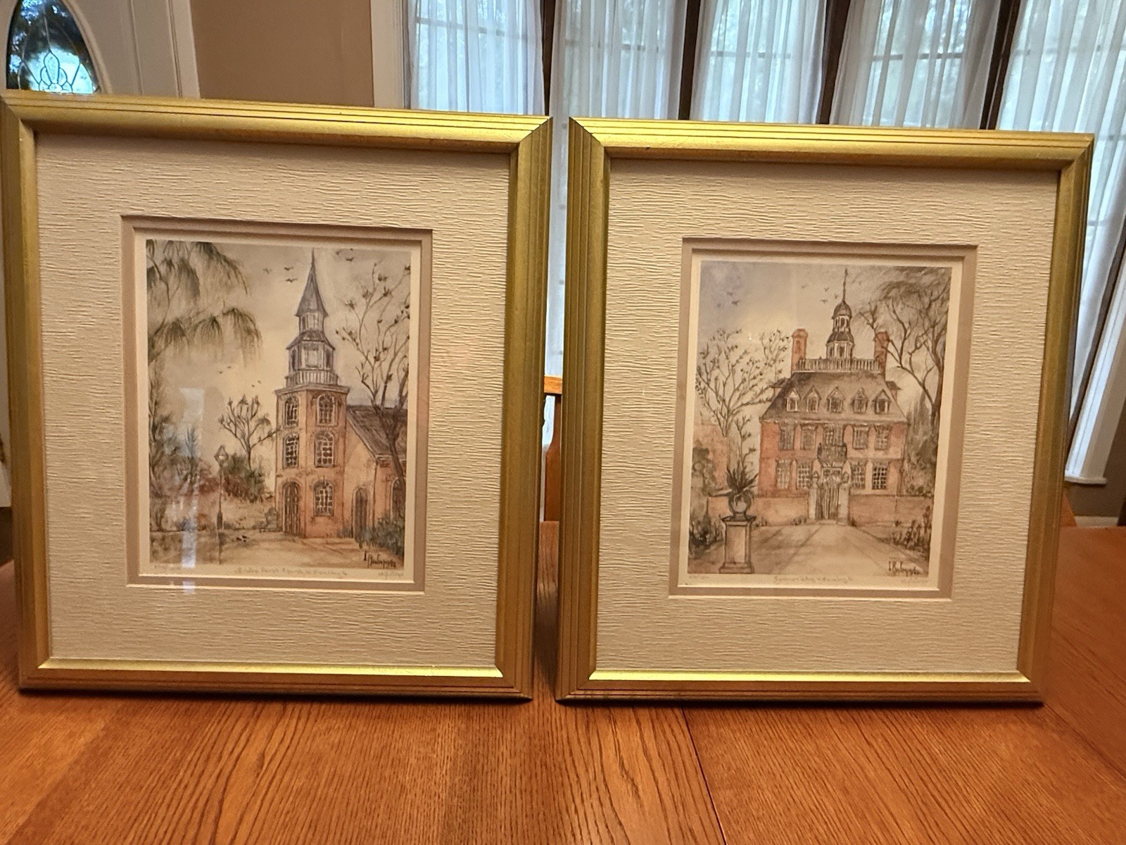 Vintage Mid-Century Lucretia Restrepo Print Diptych Set