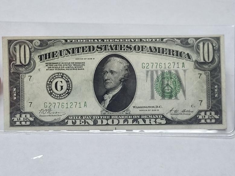 1928 B GREEN SEAL $10 Federal Reserve Note UNCIRCULATED Chicago 1928 B GREEN SEAL $10 Federal Reserve Note UNCIRCULATED Chicago