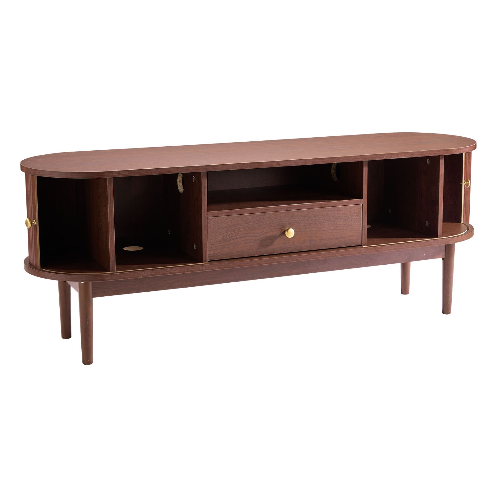 Uimoso Mid-Century TV Stand for Screens up to 58 Inches, 350lbs Capacity, Brown