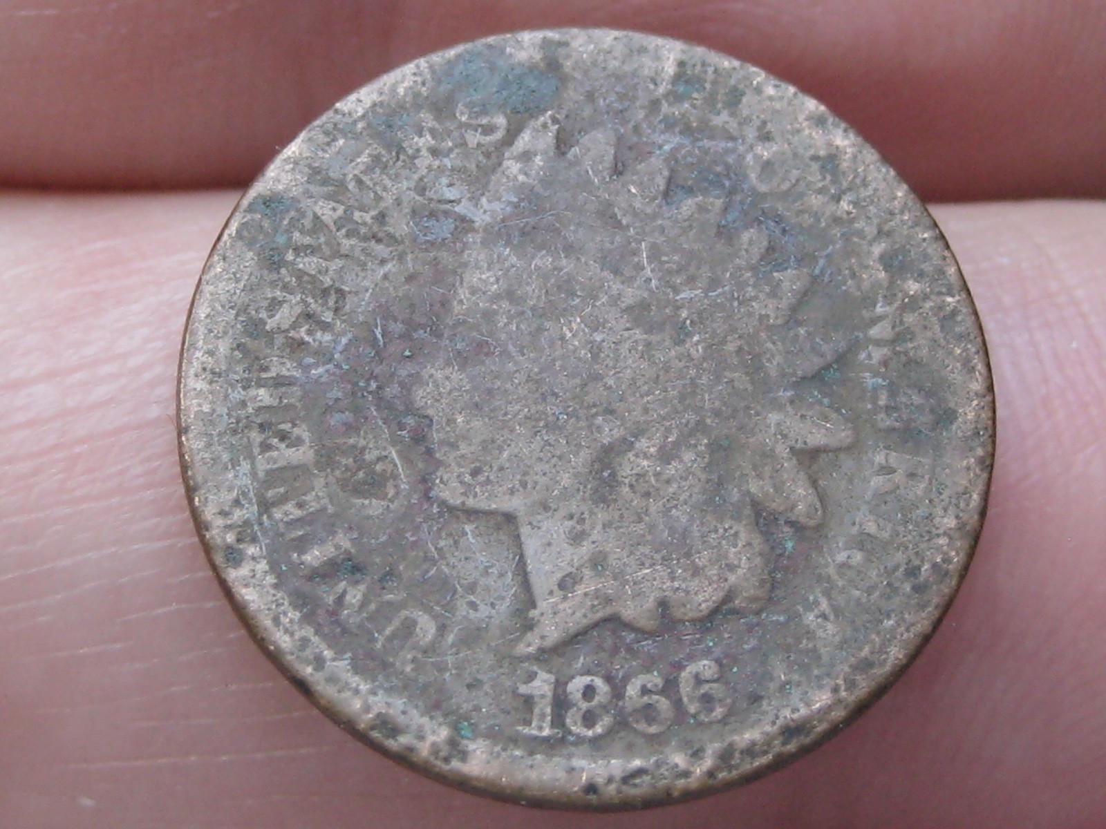 1866 Indian Head One Cent Penny- About Good Details 1866 Indian Head One Cent Penny- About Good Details