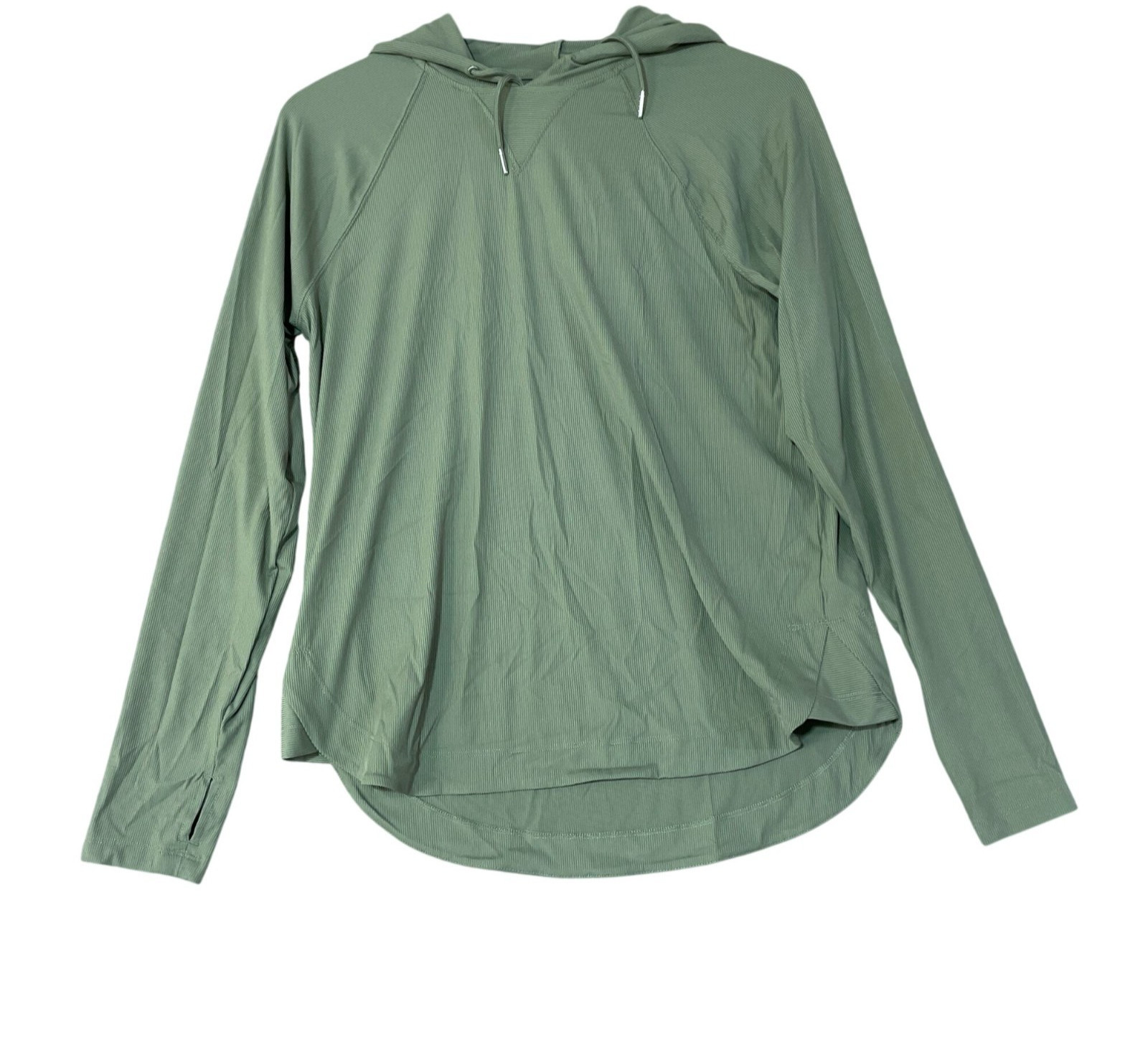 NWT Sage Collective Women\'s S Lightweight Green Hoodie Rib Active Top C0984
