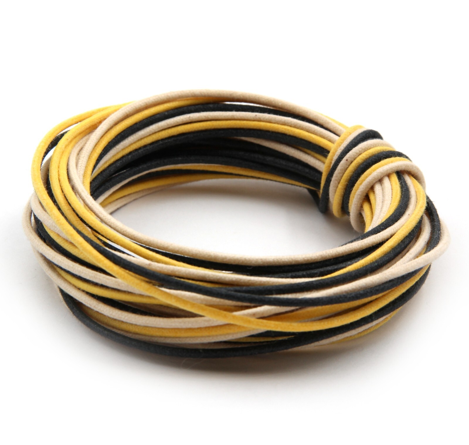 10’/ea. Gavitt Guitar Wire Cloth-covered Vintage-style Push Back Blk/Wht/Ylw 10’/ea. Gavitt Guitar Wire Cloth-covered Vintage-style Push Back Blk/Wht/Ylw