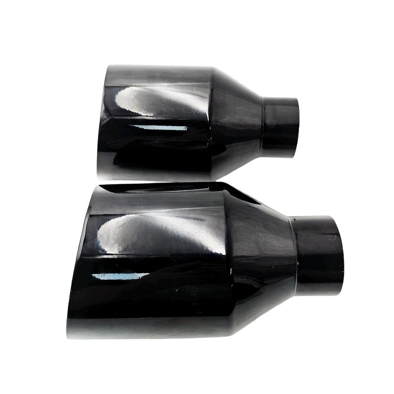 DODGE RT SRT RAM 5in BIG BLACK EXHAUST TIP 2.5in INLET ANGLE CUT DOUBLE WALL 2X