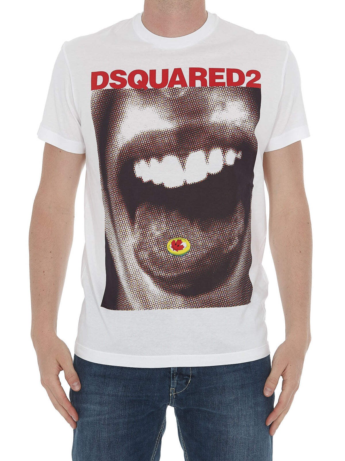 Dsquared2 Men's Mouth Print Graphic Cotton T-Shirt - White