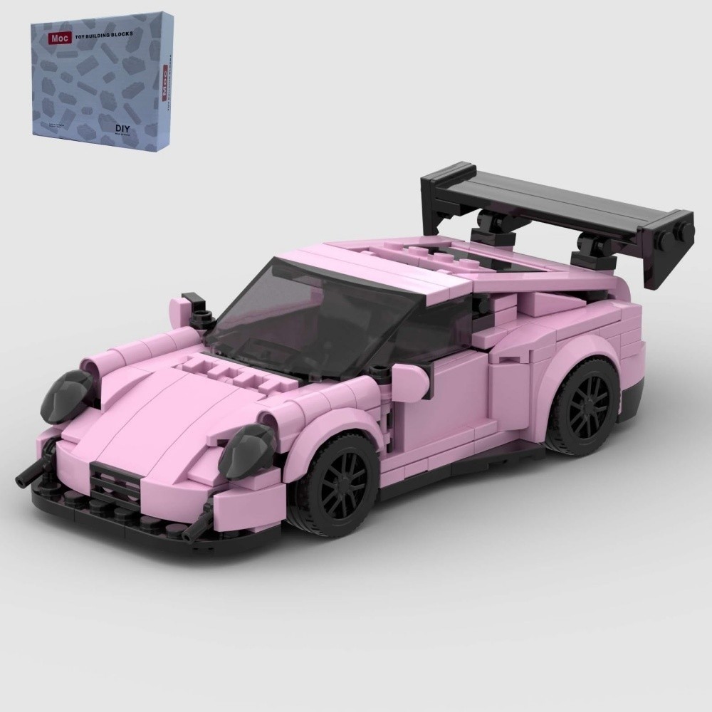 374PCS MOC Pink Sports Car 911 Carrera GT3RS Style Building Blocks Brick DIY Set
