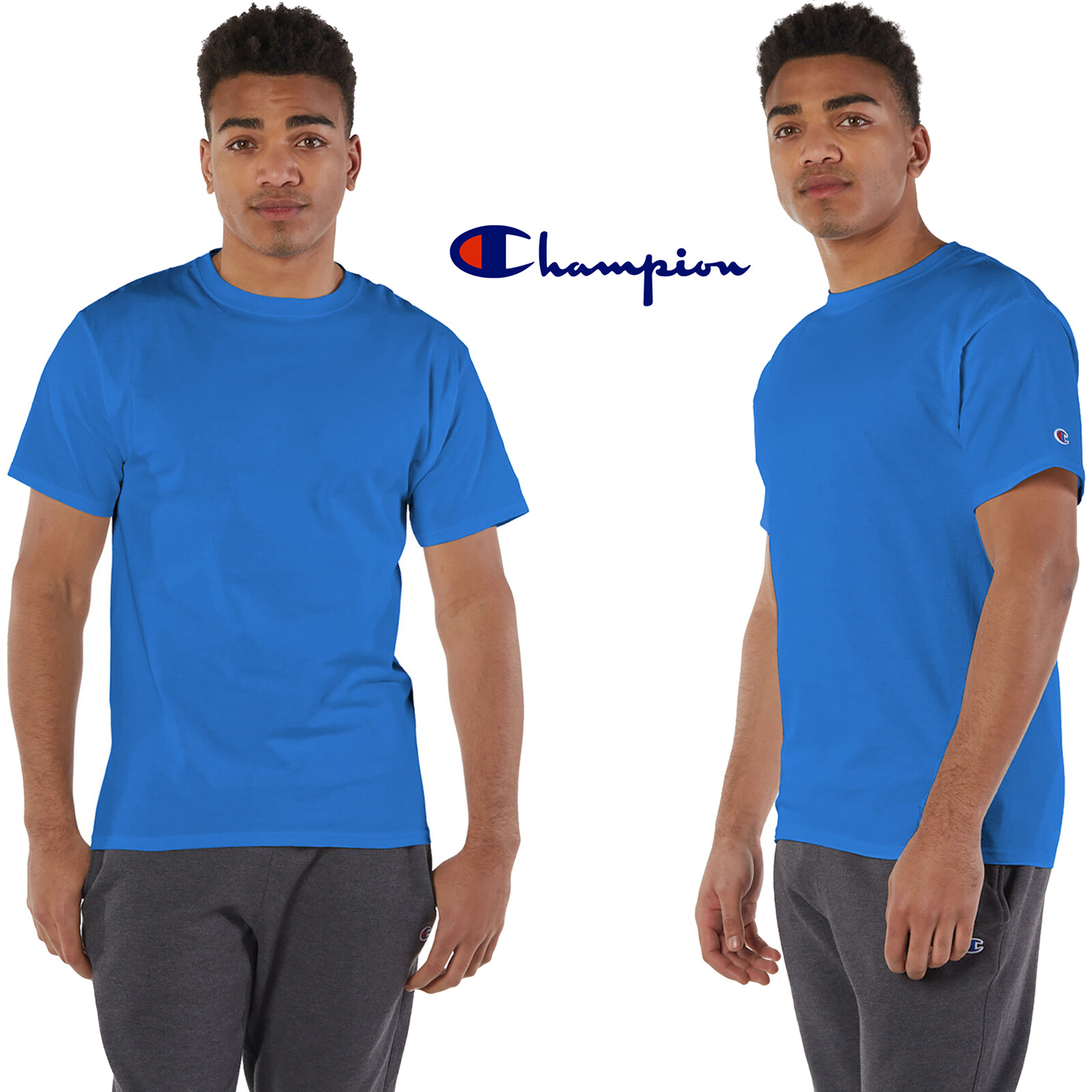 Champion Mens Crew Neck T Shirt Short Sleeve T-Shirt T525C S, M, L, XL, 2XL, 3XL Champion Mens Crew Neck T Shirt Short Sleeve T-Shirt T525C S, M, L, XL, 2XL, 3XL