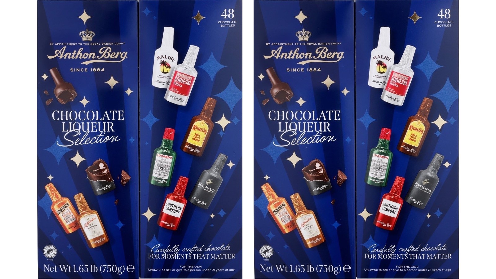 2-PACK Anthon Berg Dark Chocolate Liqueur Liquor  Bottles  (2X48) 96 Pcs