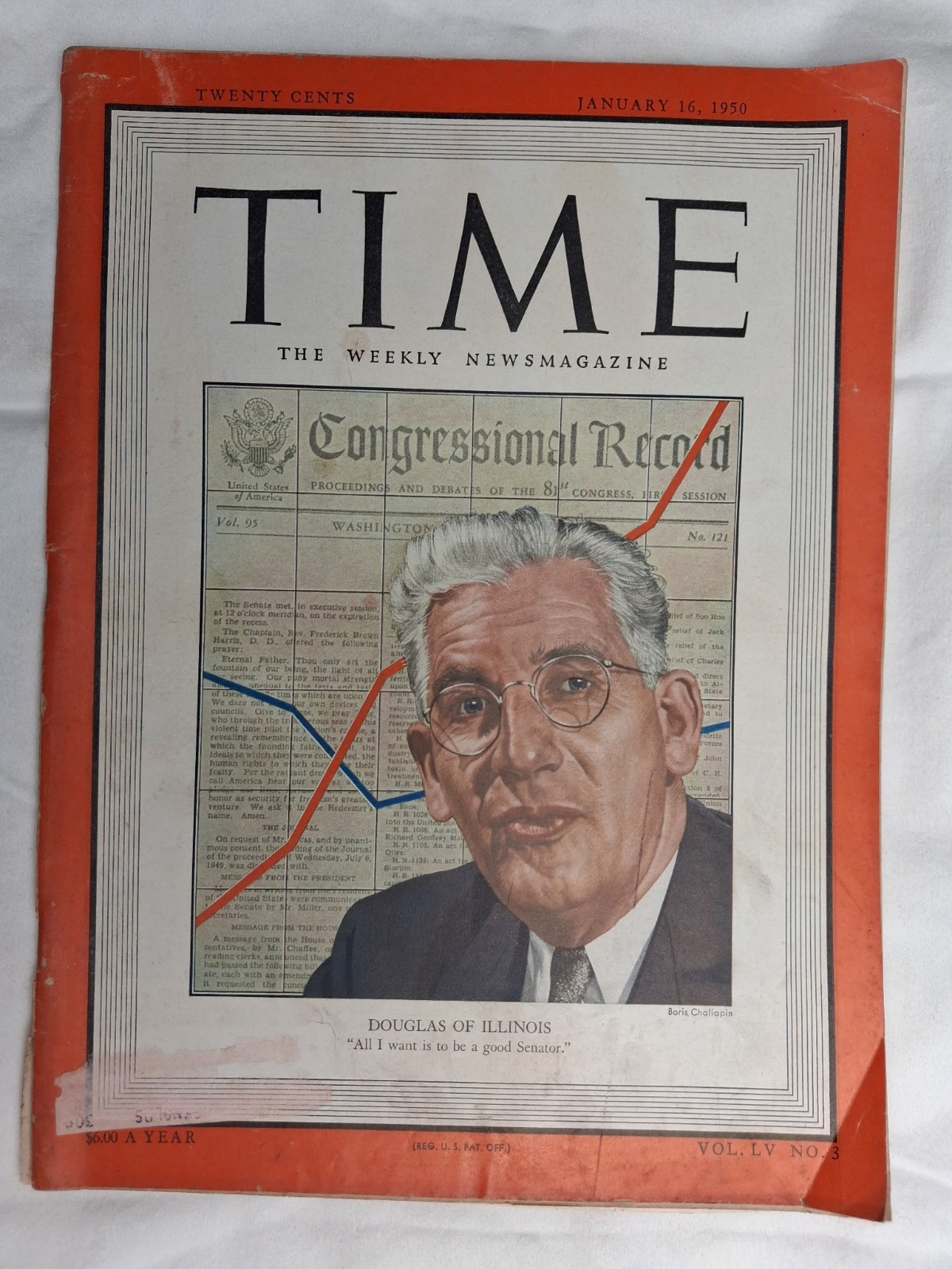 Time Magazine January 16, 1950 Douglas of Illinois