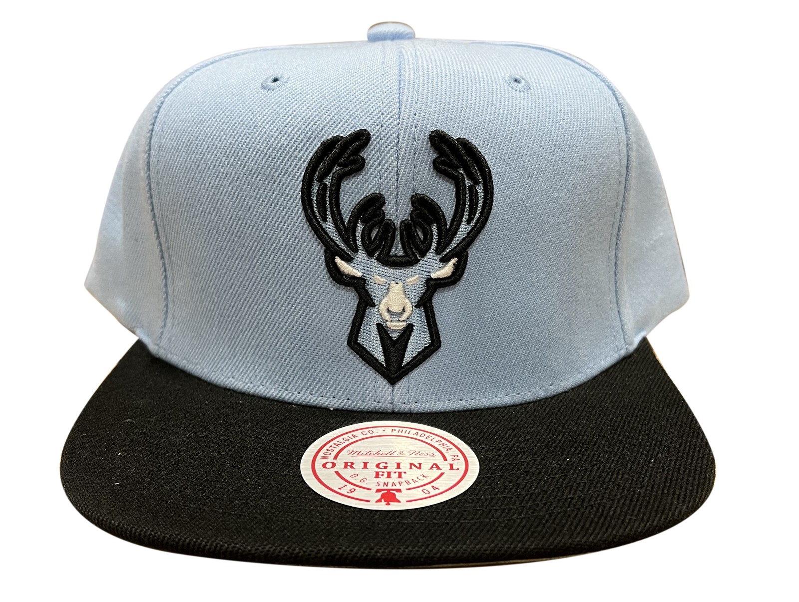 Mitchell & Ness Light Bl/Bk NBA Milwaukee Bucks Uni Away 2 Tone Snapback - OSFA Mitchell & Ness Light Bl/Bk NBA Milwaukee Bucks Uni Away 2 Tone Snapback - OSFA