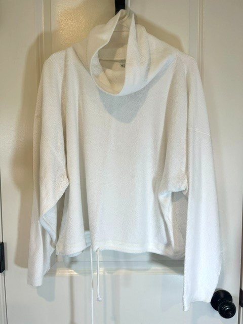 Aerie White Drawstring Waist Funnel Neck Pullover Women\'s Size Large Aerie White Drawstring Waist Funnel Neck Pullover Women\'s Size Large