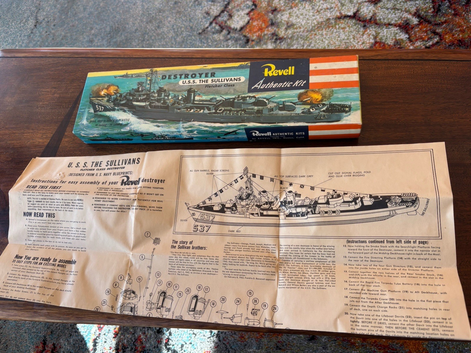 NOS 1954 Vintage WW2 Revell USS The Sullivans H- 305-129, Sealed Parts