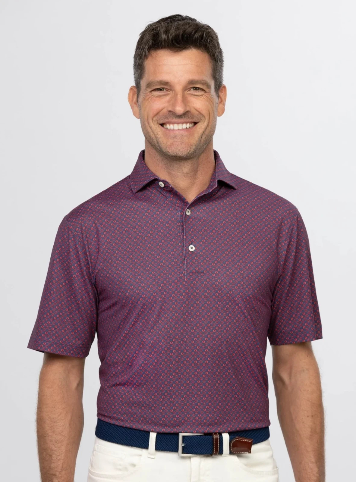 NWT MEN\'S TURTLESON BREW PERFORMANCE POLO, SIZE: L, COLOR: NAVY/RED