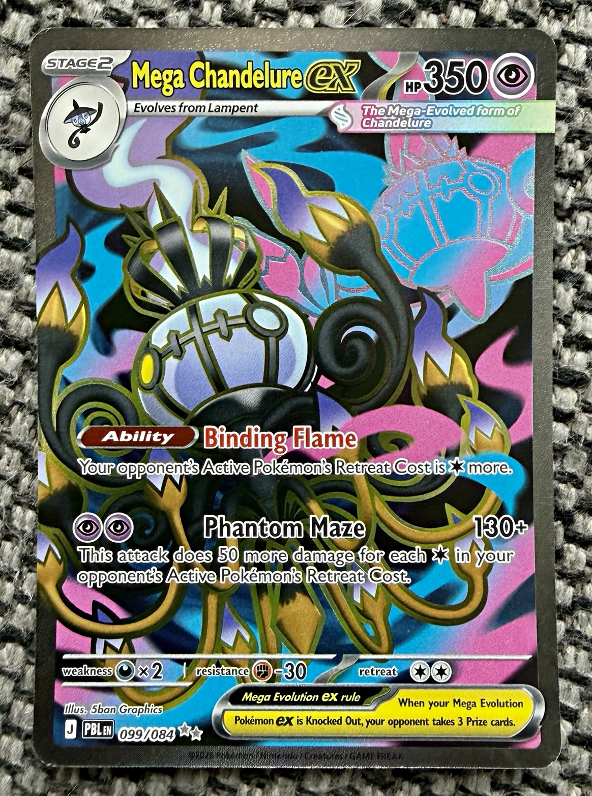 Pokemon TCG Mega Chandelure EX 099/084 Phantom Maze Ultra Rare Holo Mega 350 HP