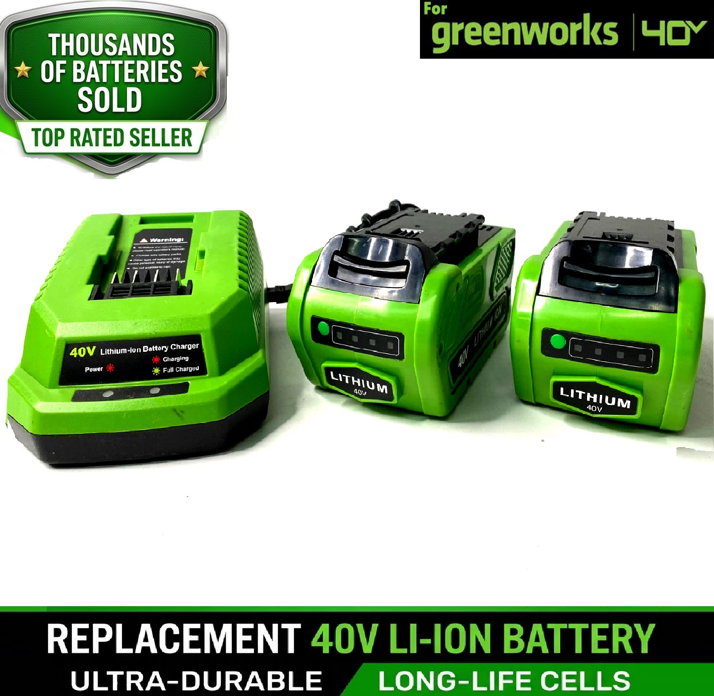 LOT of 2 40V 6.0Ah For Greenworks G-MAX Li-ion Battery w/ Charger